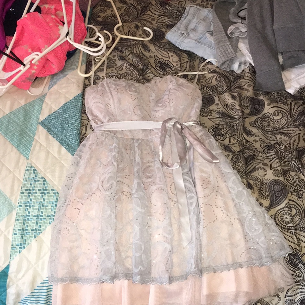Light grey and blush pink hoco dress